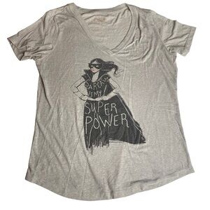 TOKYO DARLING SARCASM IS MY SUPERPOWER GRAY TEE SIZE LARGE
